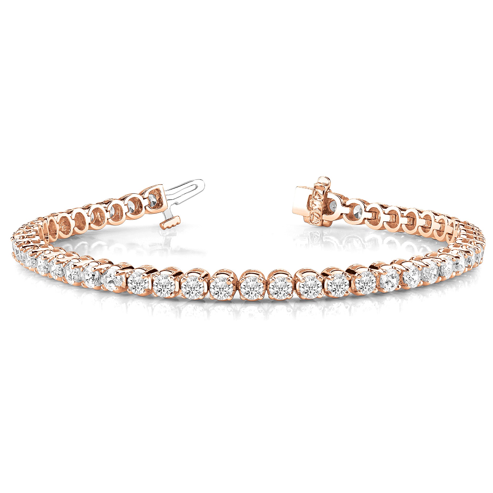 5.15 ctw Round Diamond Tennis Bracelet Four Prong Set-VIRABYANI