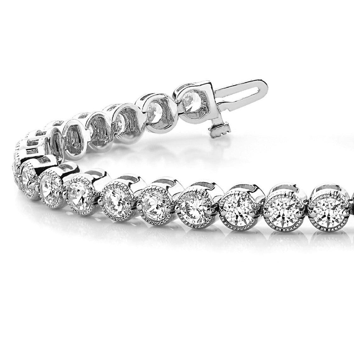 Milgrain Bezel Set 5.75 ctw Round Diamond Tennis Bracelet-VIRABYANI