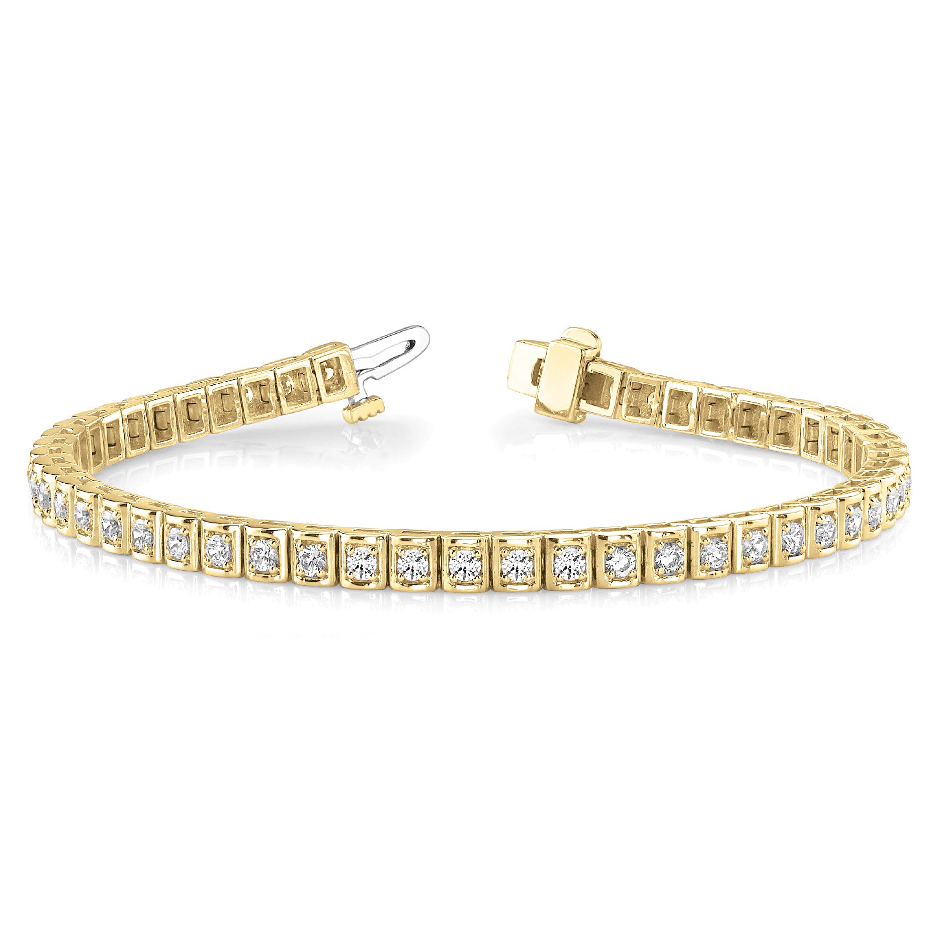 2.0 ctw Round Diamond Tennis Bracelet Four Prong Set Square Shape-VIRABYANI