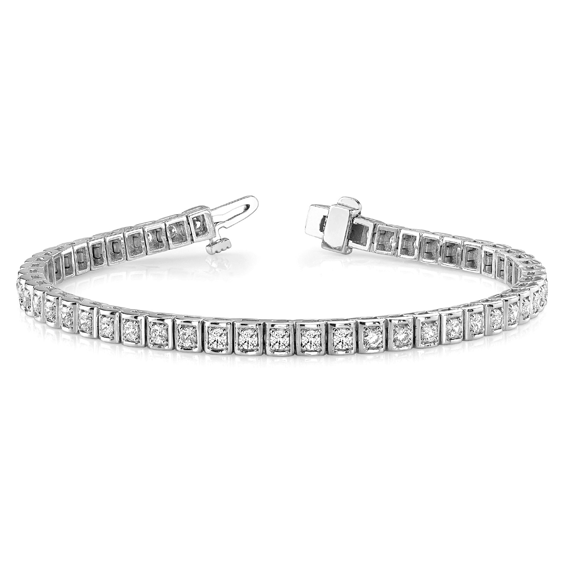 2.0 ctw Round Diamond Tennis Bracelet Four Prong Set Square Shape-VIRABYANI
