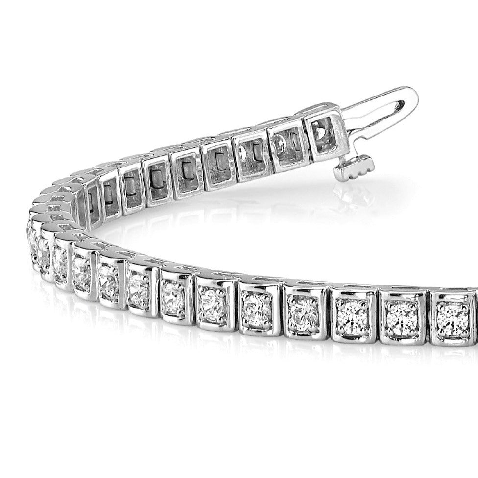 2.0 ctw Round Diamond Tennis Bracelet Four Prong Set Square Shape-VIRABYANI