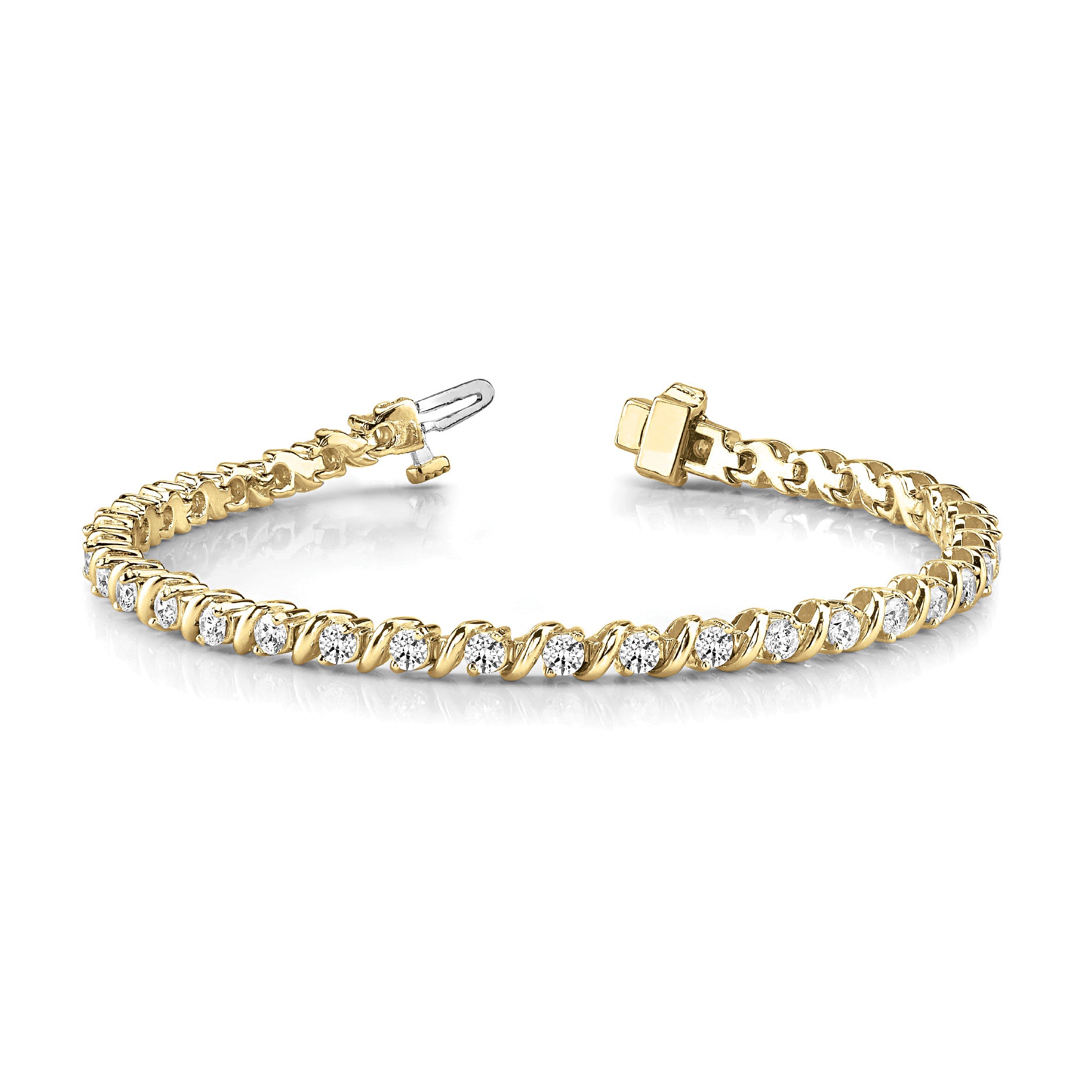 3.0 ctw Round Diamond Tennis Bracelet "S" Bar Style-VIRABYANI