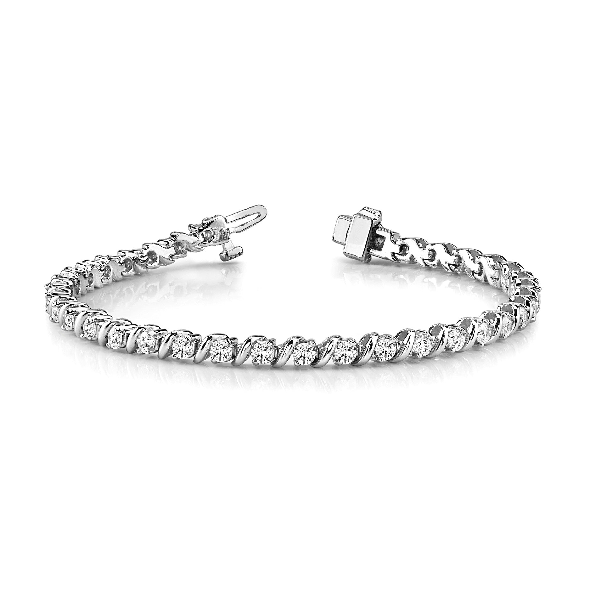 3.0 ctw Round Diamond Tennis Bracelet "S" Bar Style-VIRABYANI