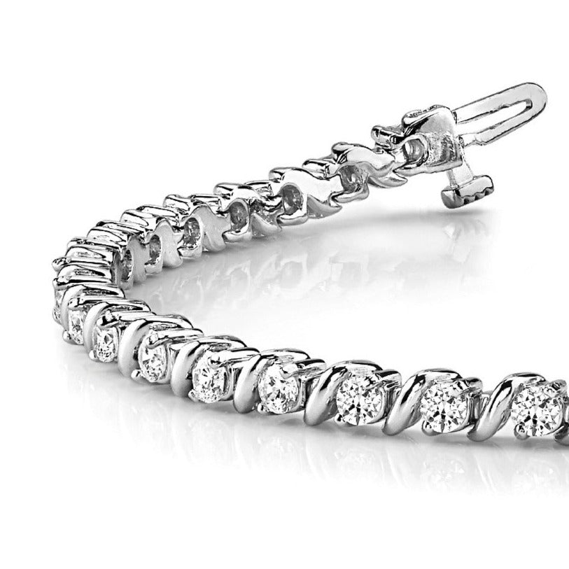 3.0 ctw Round Diamond Tennis Bracelet "S" Bar Style-VIRABYANI