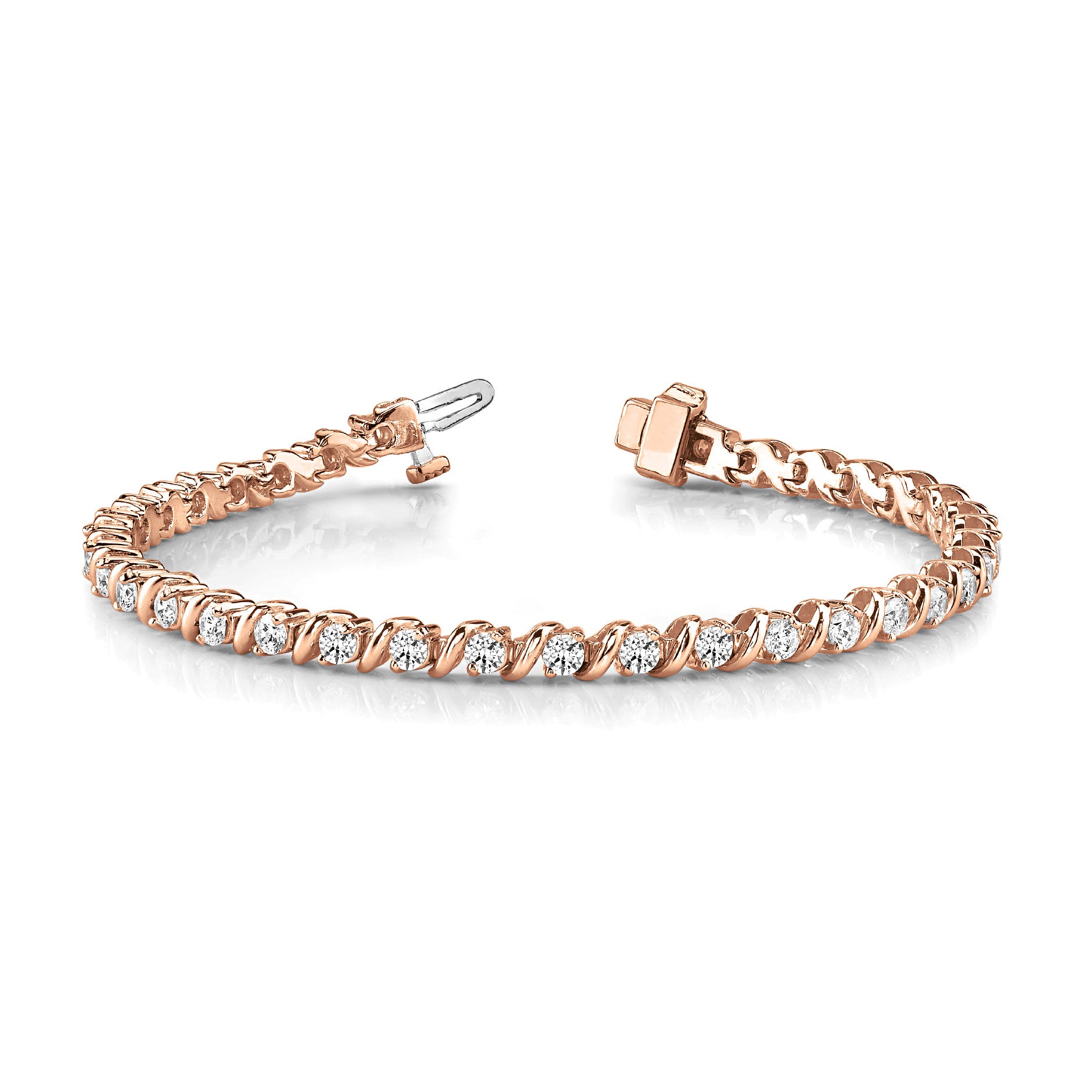 3.0 ctw Round Diamond Tennis Bracelet "S" Bar Style-VIRABYANI