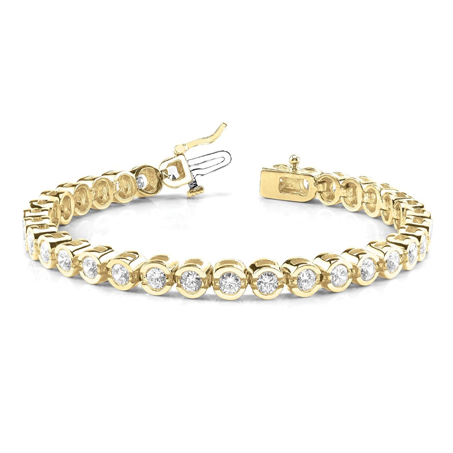 5.00 ctw Round Diamond Half Bezel Set Tennis Bracelet-in 14K/18K White, Yellow, Rose Gold and Platinum - Christmas Jewelry Gift -VIRABYANI