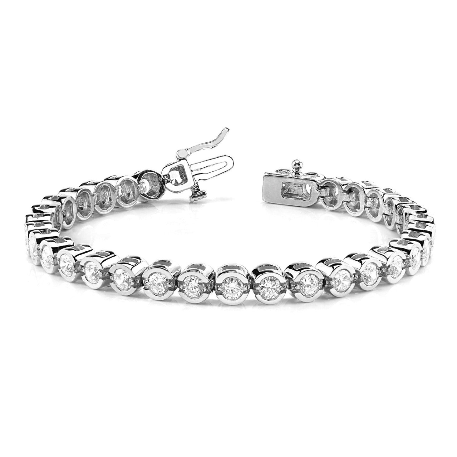 5.00 ctw Round Diamond Open Bezel Channel Set Tennis Bracelet-VIRABYANI