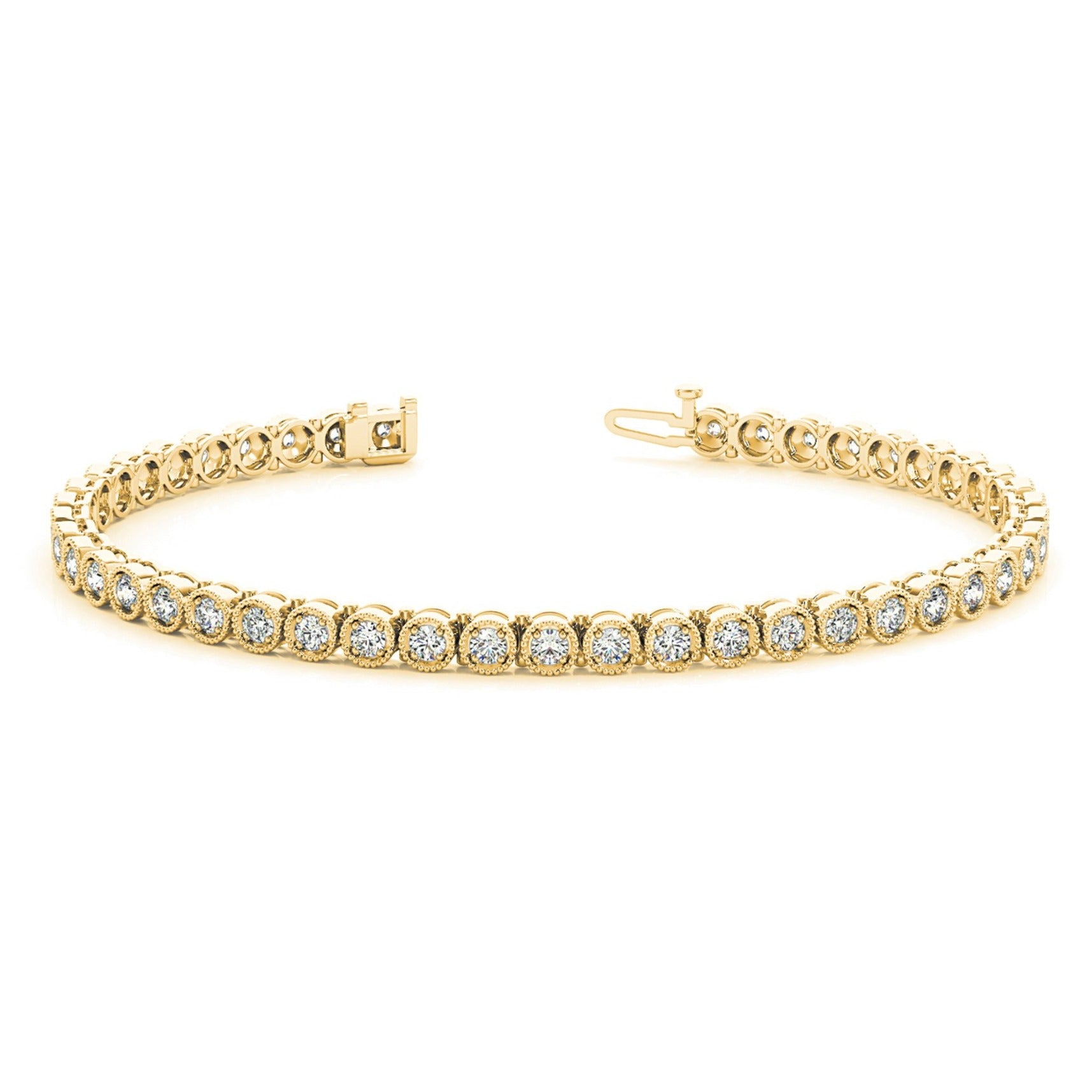 1.00 ctw Round Diamond Tennis Bracelet Milgrain-in 14K/18K White, Yellow, Rose Gold and Platinum - Christmas Jewelry Gift -VIRABYANI