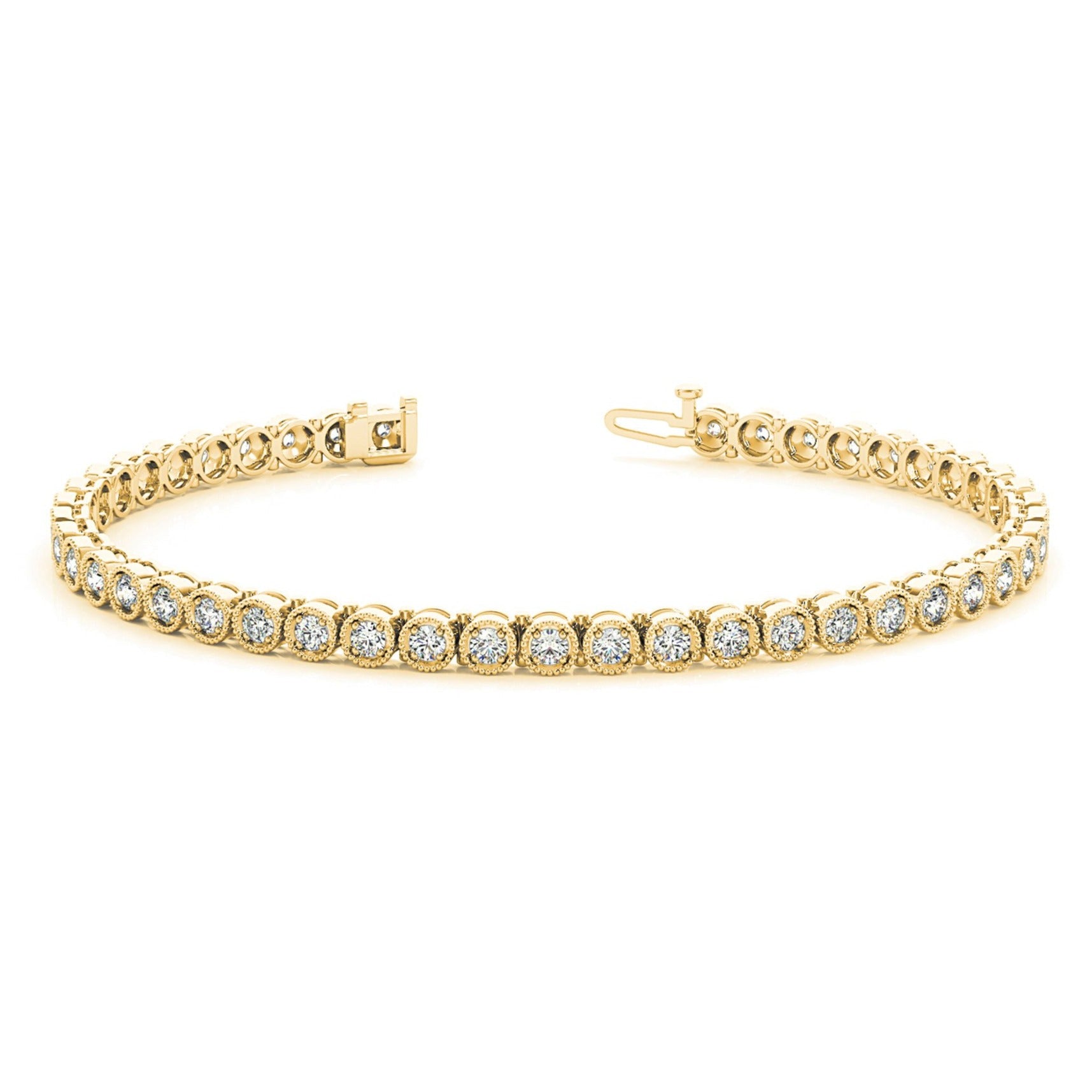 1.00 ctw Round Diamond Tennis Bracelet Milgrain-VIRABYANI