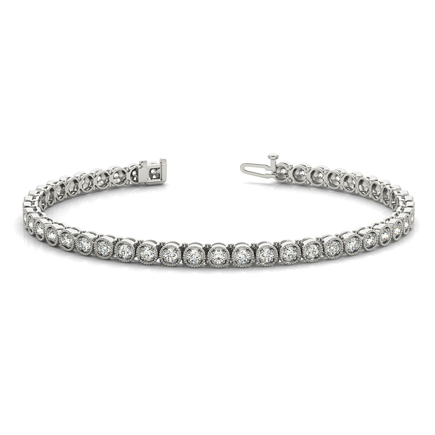 1.00 ctw Round Diamond Tennis Bracelet Milgrain-VIRABYANI