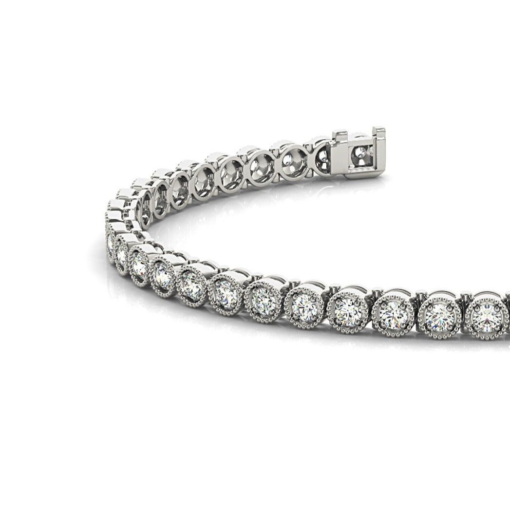 1.00 ctw Round Diamond Tennis Bracelet Milgrain-VIRABYANI