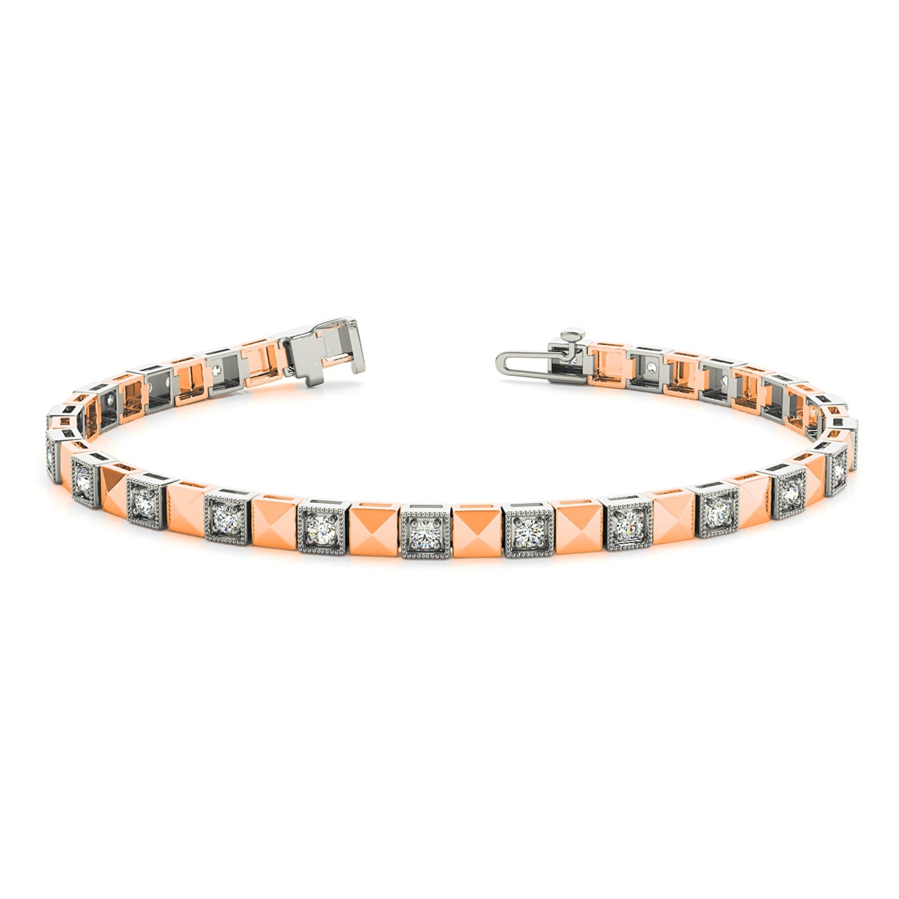 0.50 ct. Diamond Vintage Inspired Tennis Bracelet Milgrain Prong Set-VIRABYANI