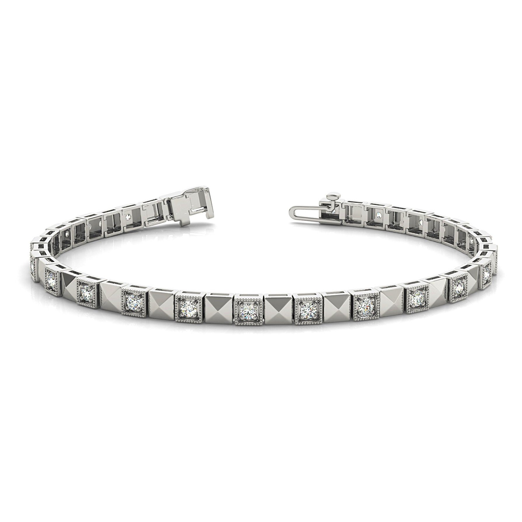 0.50 ct. Diamond Vintage Inspired Tennis Bracelet Milgrain Prong Set-VIRABYANI