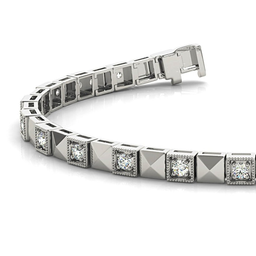 0.50 ct. Diamond Vintage Inspired Tennis Bracelet Milgrain Prong Set-VIRABYANI
