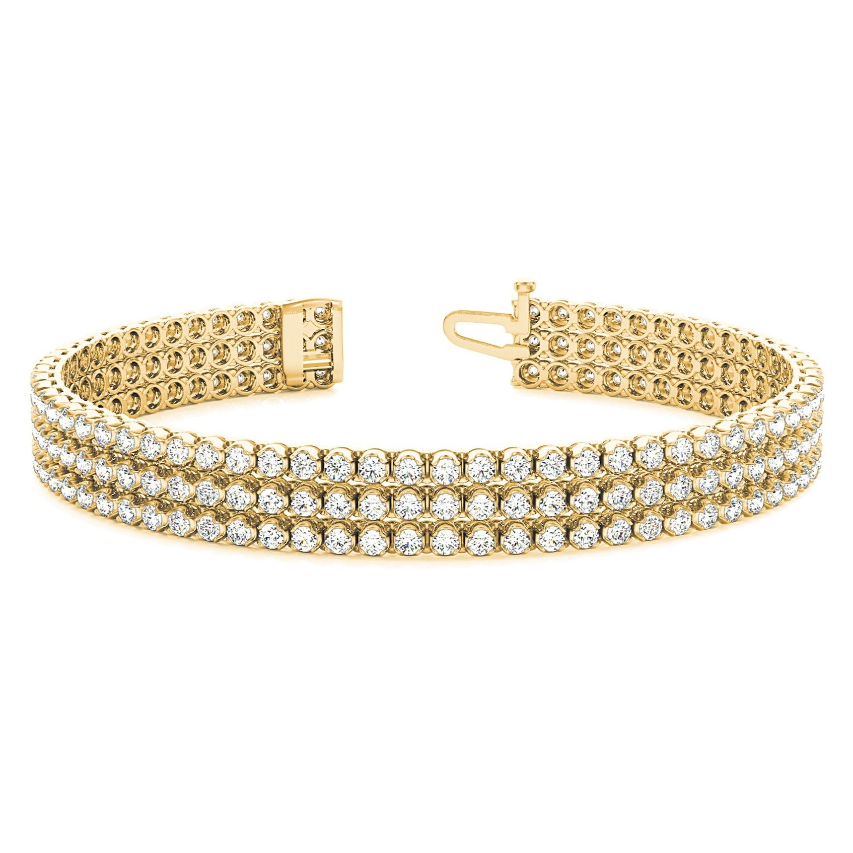 3.75 ctw Round Diamond Three Row Tennis Bracelet-in 14K/18K White, Yellow, Rose Gold and Platinum - Christmas Jewelry Gift -VIRABYANI