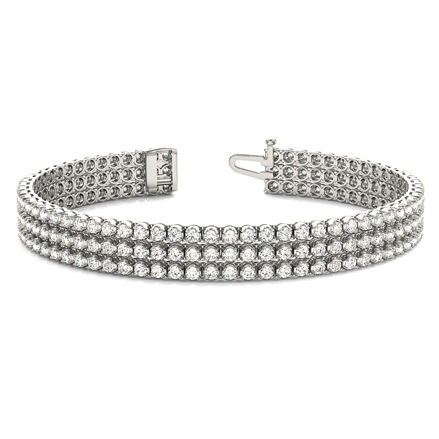 3.75 ctw Round Diamond Three Row Tennis Bracelet-VIRABYANI