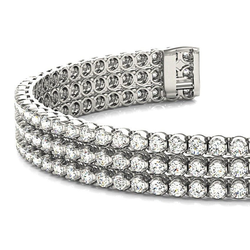 3.75 ctw Round Diamond Three Row Tennis Bracelet-in 14K/18K White, Yellow, Rose Gold and Platinum - Christmas Jewelry Gift -VIRABYANI