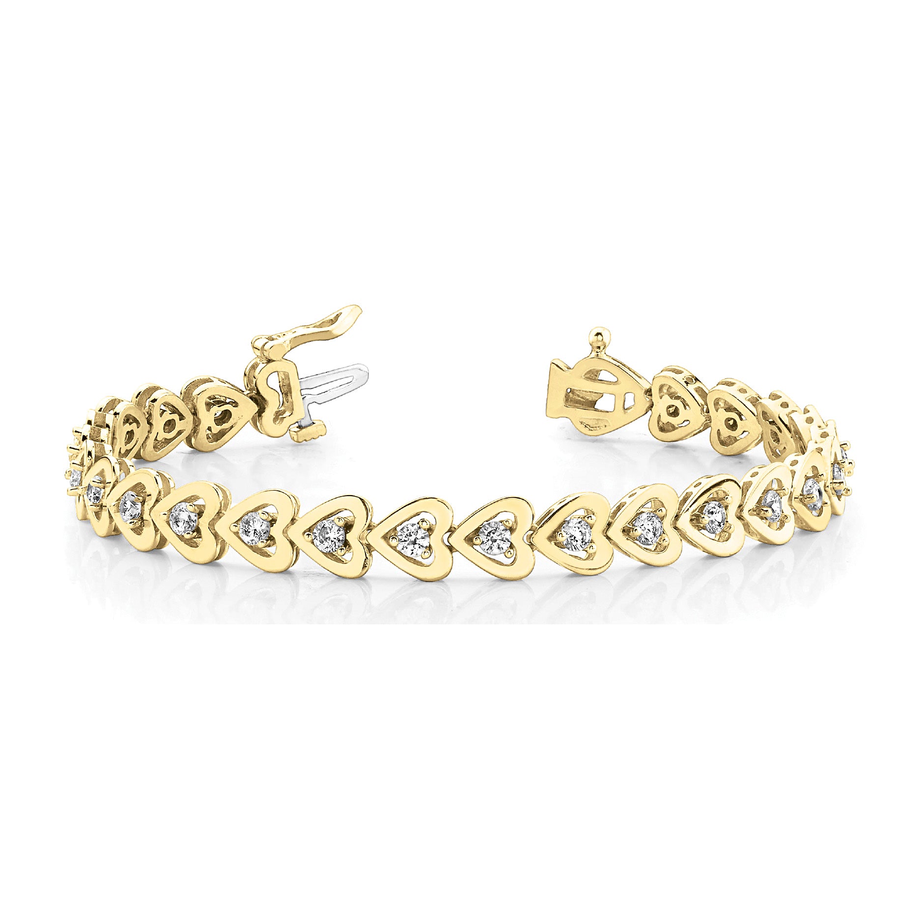 1.50 ctw Round Diamond Hearth Shape Line Bracelet-in 14K/18K White, Yellow, Rose Gold and Platinum - Christmas Jewelry Gift -VIRABYANI