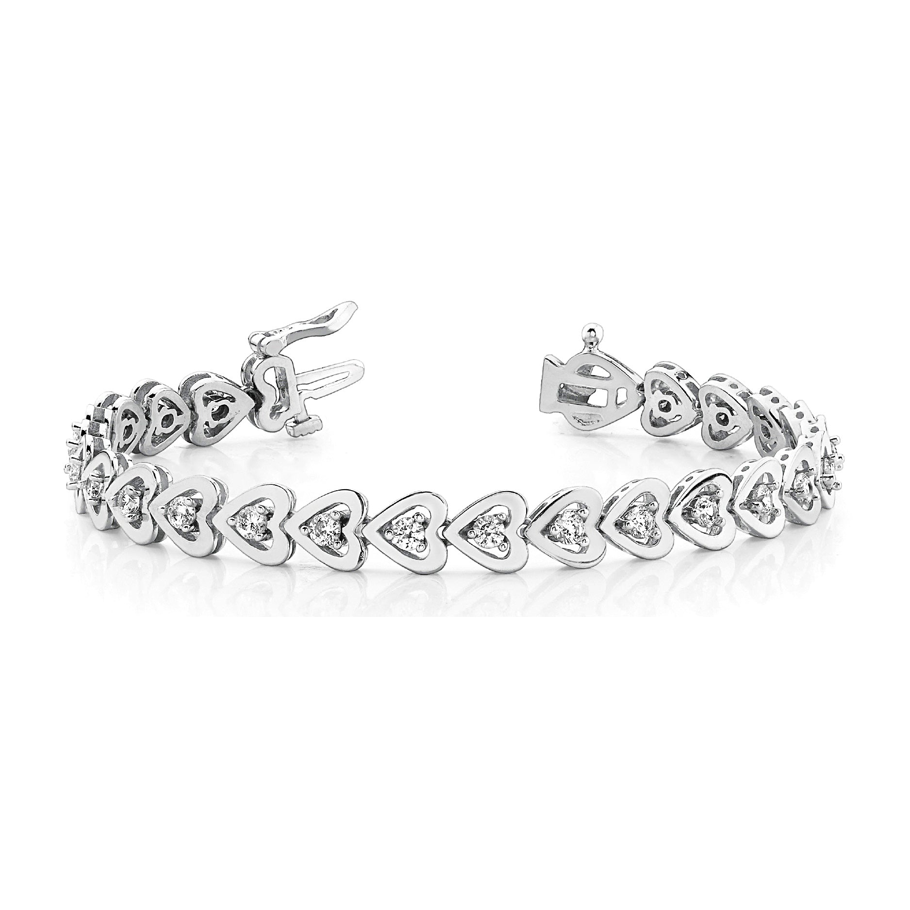 1.50 ctw Round Diamond Hearth Framed Tennis Bracelet-VIRABYANI