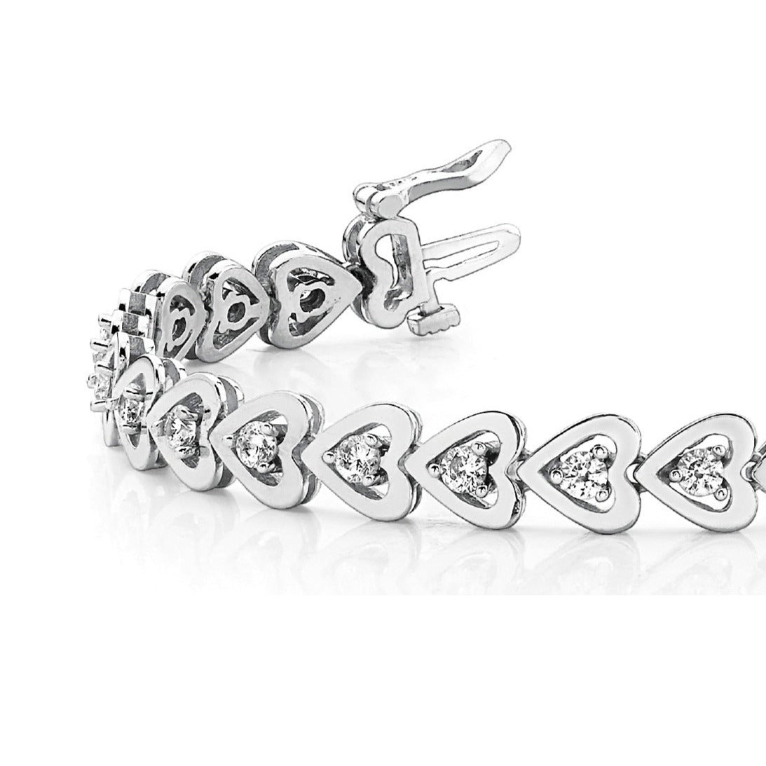 1.50 ctw Round Diamond Hearth Framed Tennis Bracelet-VIRABYANI