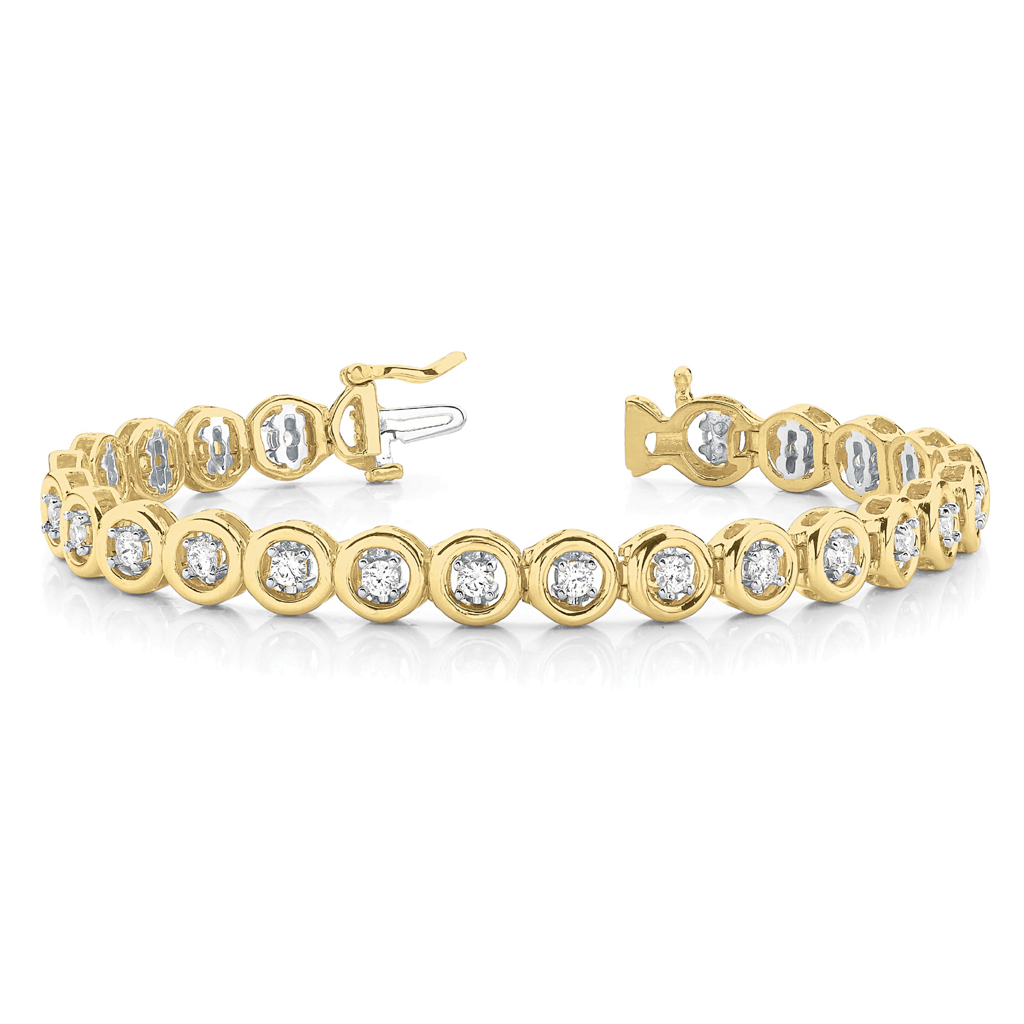 1.50 ctw Round Diamond Tennis Bracelet Four Prong Set-in 14K/18K White, Yellow, Rose Gold and Platinum - Christmas Jewelry Gift -VIRABYANI