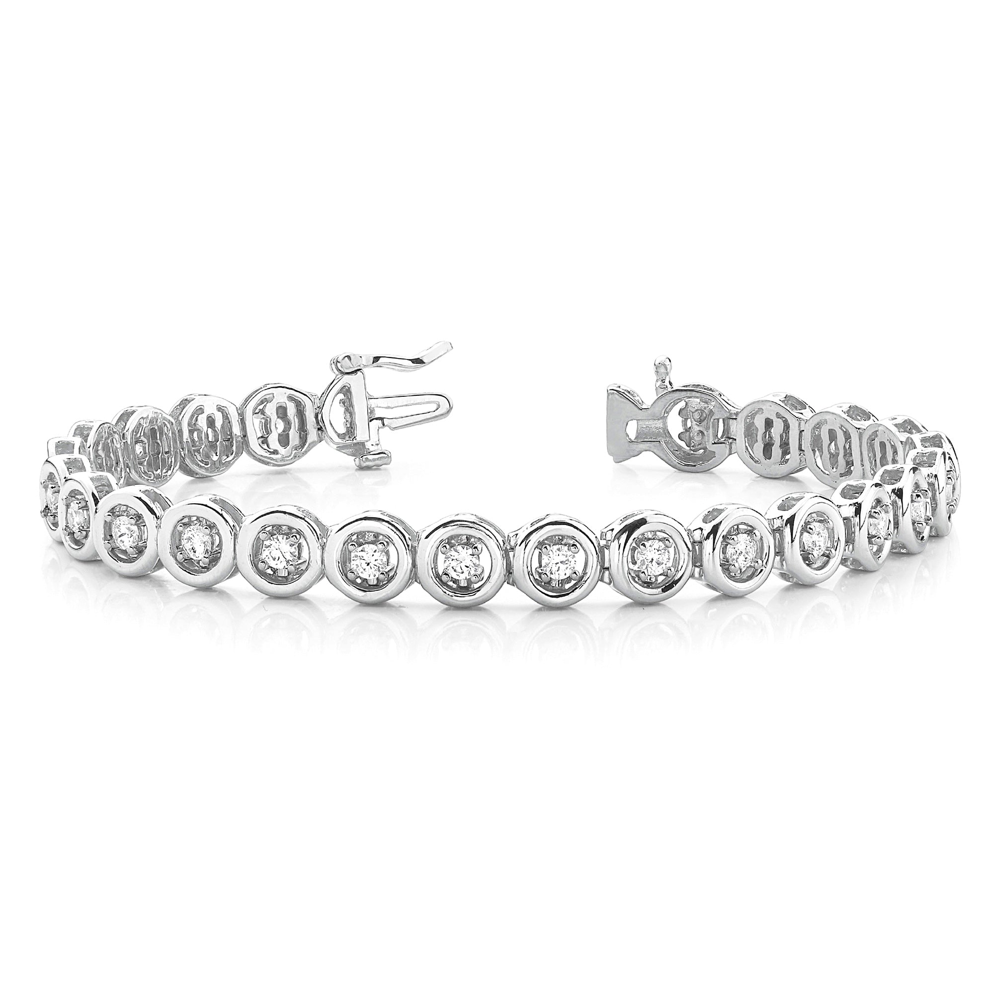 1.50 ctw Round Diamond Tennis Bracelet Four Prong Set-in 14K/18K White, Yellow, Rose Gold and Platinum - Christmas Jewelry Gift -VIRABYANI