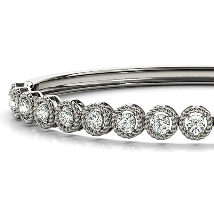 Filigree Halo 1.75 ctw Diamond Bangle Bracelet-in 14K/18K White, Yellow, Rose Gold and Platinum - Christmas Jewelry Gift -VIRABYANI