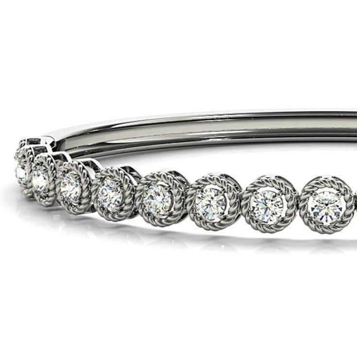 Filigree Halo 1.75 ctw Diamond Bangle Bracelet-VIRABYANI