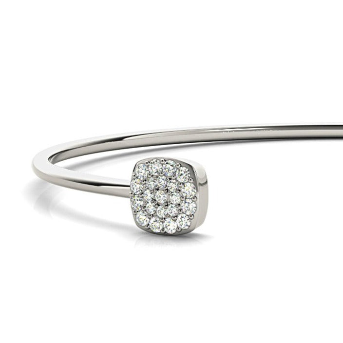 Cushion Cluster 0.35 ctw Round Diamond Cuff Bangle Bracelet-VIRABYANI