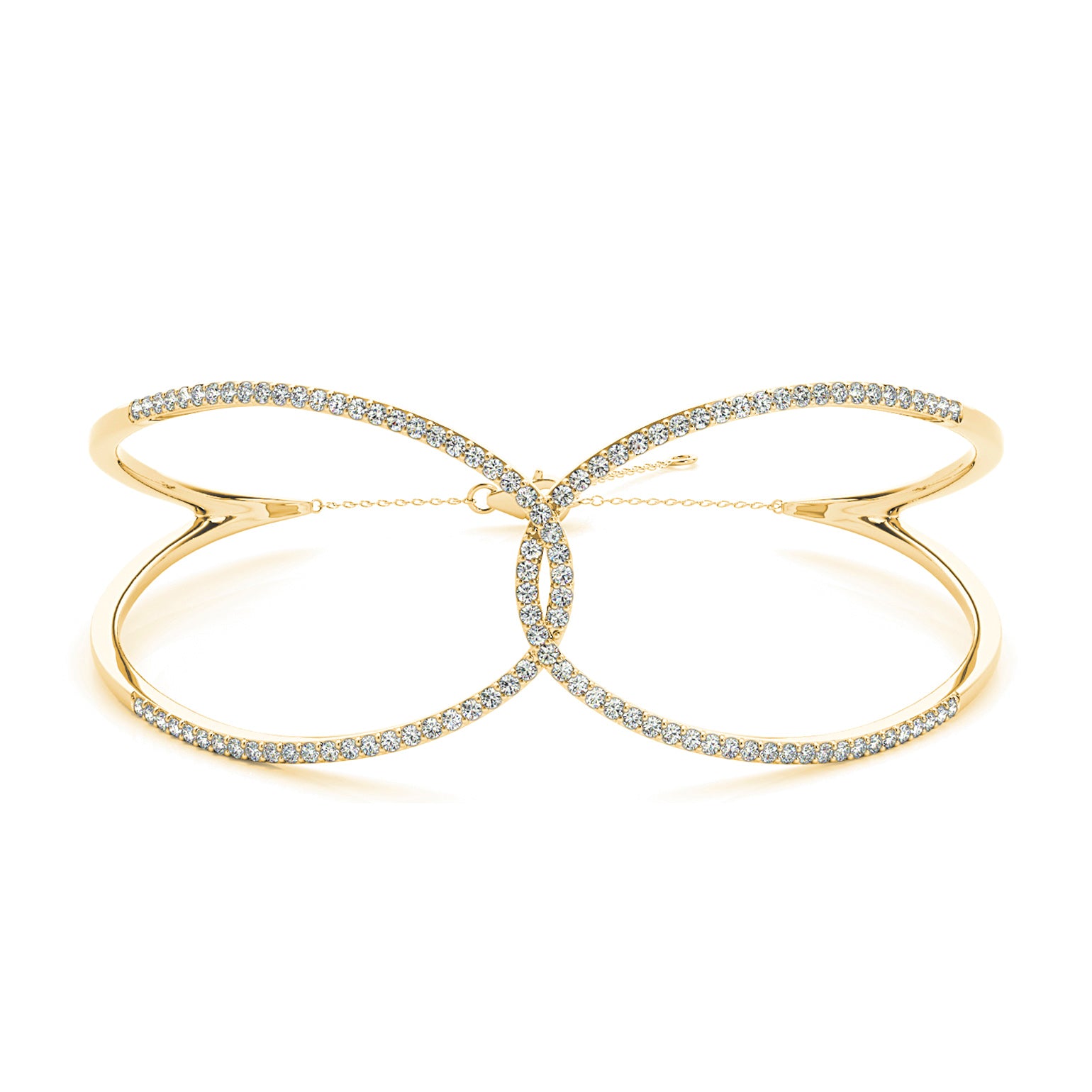 Love Knot 0.65 ctw Diamond Bangle Bracelet Pave Set-in 14K/18K White, Yellow, Rose Gold and Platinum - Christmas Jewelry Gift -VIRABYANI
