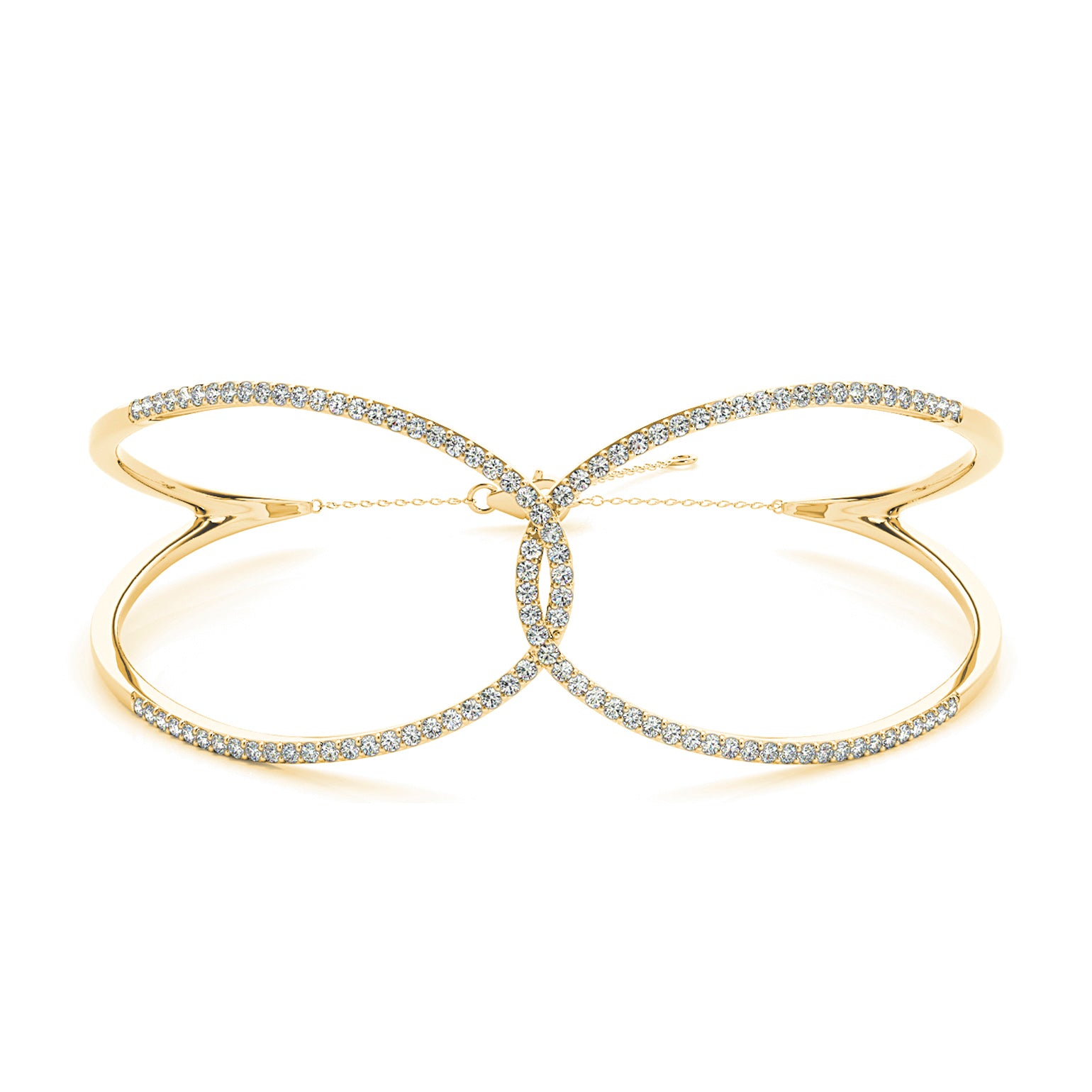 Love Knot 0.65 ctw Diamond Bangle Bracelet Pave Set-VIRABYANI