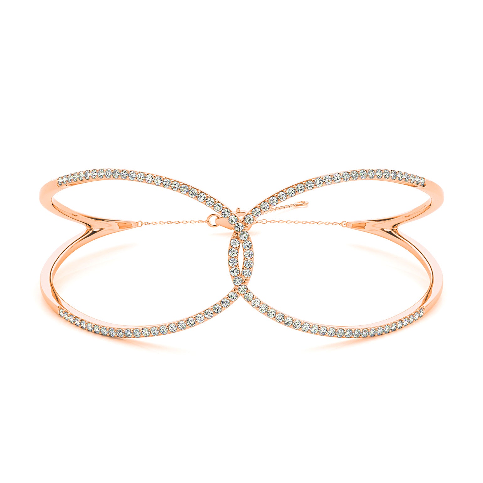 Love Knot 0.65 ctw Diamond Bangle Bracelet Pave Set-VIRABYANI