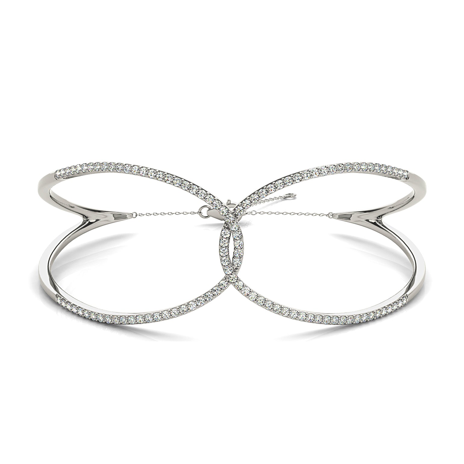 Love Knot 0.65 ctw Diamond Bangle Bracelet Pave Set-VIRABYANI