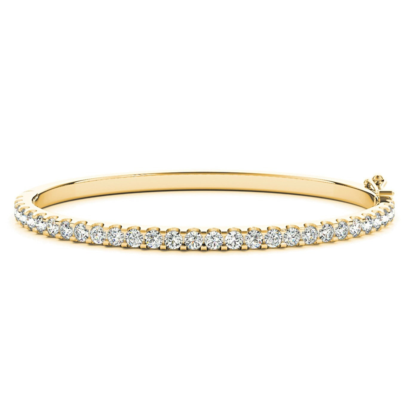 Half Way 2.75 ctw Diamond Bangle Bracelet U Prong Set-in 14K/18K White, Yellow, Rose Gold and Platinum - Christmas Jewelry Gift -VIRABYANI