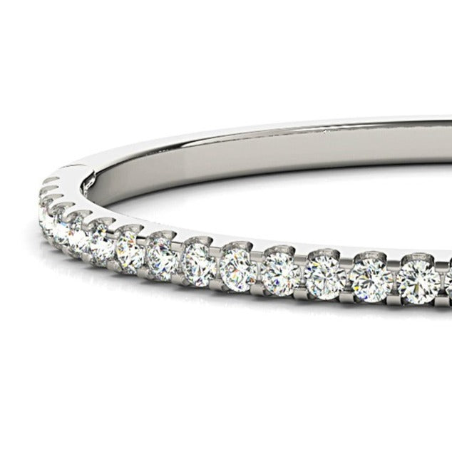 Half Way 2.75 ctw Diamond Bangle Bracelet U Prong Set-in 14K/18K White, Yellow, Rose Gold and Platinum - Christmas Jewelry Gift -VIRABYANI