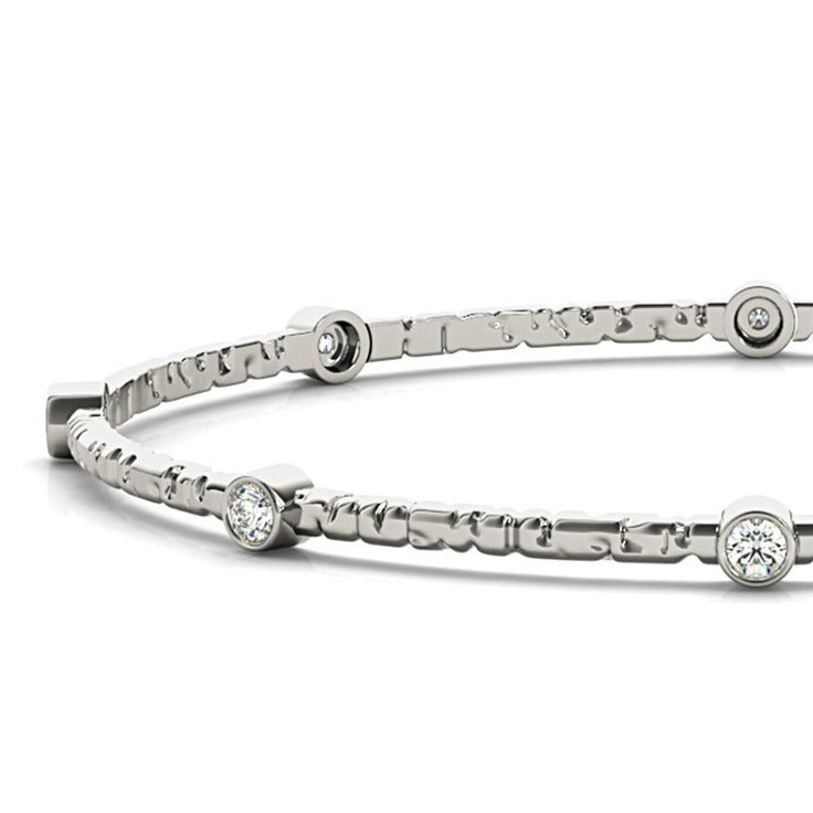 0.80 ctw Round Diamond Bangle Bracelet Bezel Set-VIRABYANI