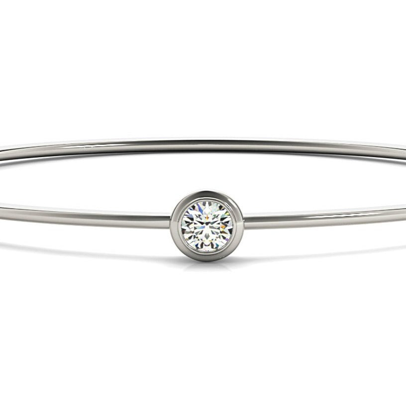 0.35 ct Single Diamond Bangle Bracelet Bezel Set-VIRABYANI