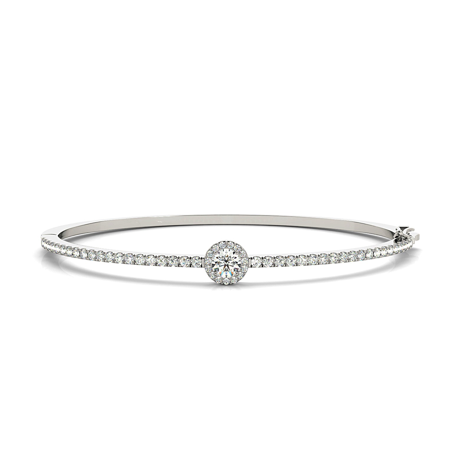 Halo Center 1.80 ctw Round Diamond Bangle Bracelet Pave Set-VIRABYANI