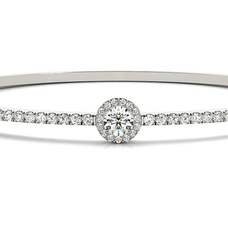 Halo Center 1.80 ctw Round Diamond Bangle Bracelet Pave Set-VIRABYANI