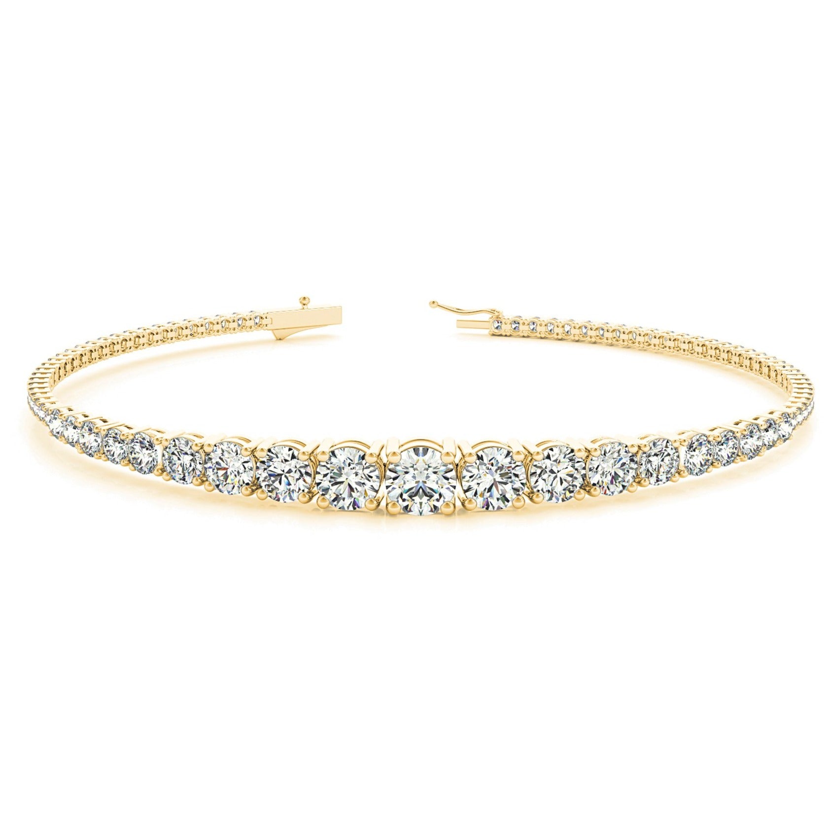 Graduated 2.87 ctw Round Diamond Tennis Bracelet Four Prong Set-VIRABYANI