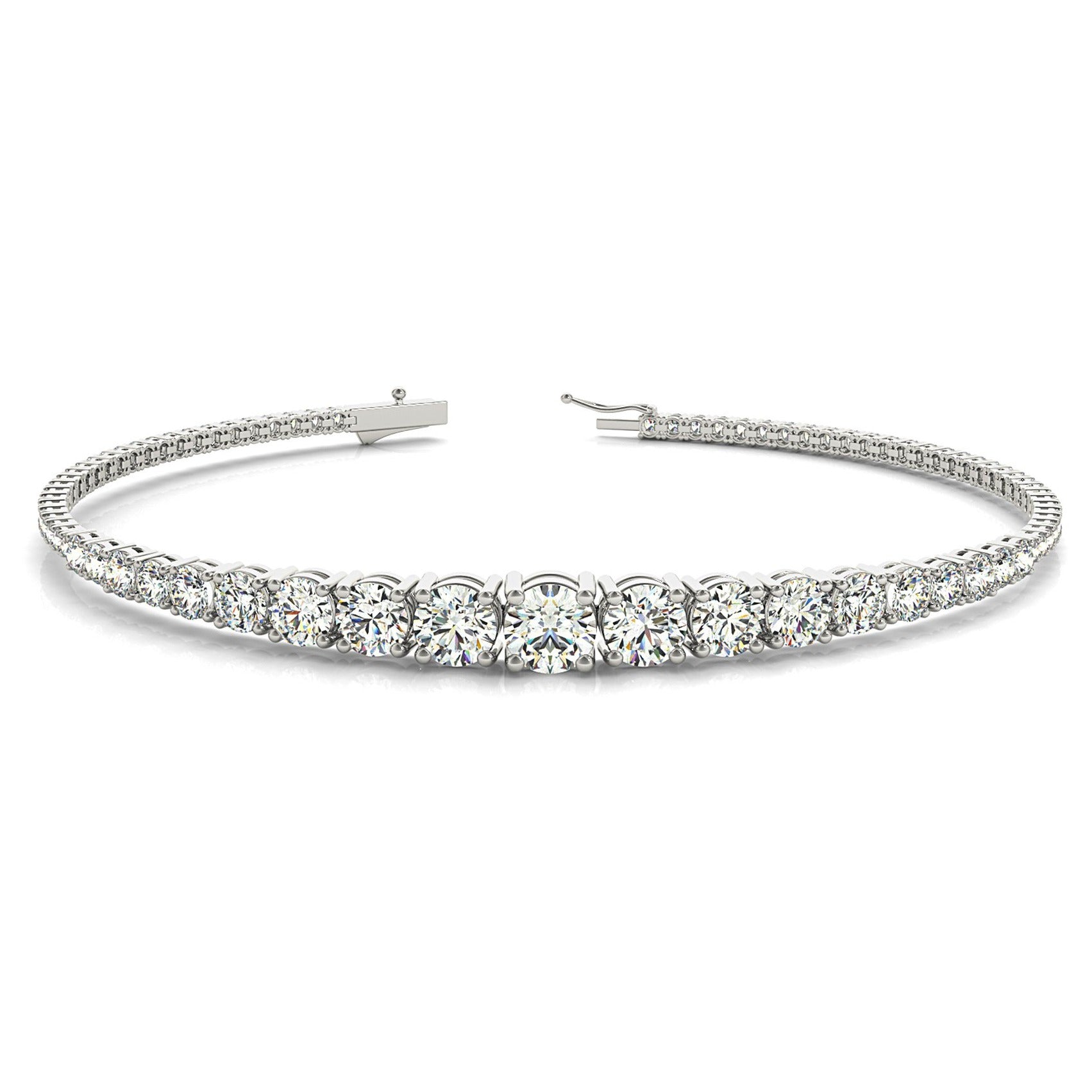 Graduated 2.87 ctw Round Diamond Tennis Bracelet Four Prong Set-VIRABYANI