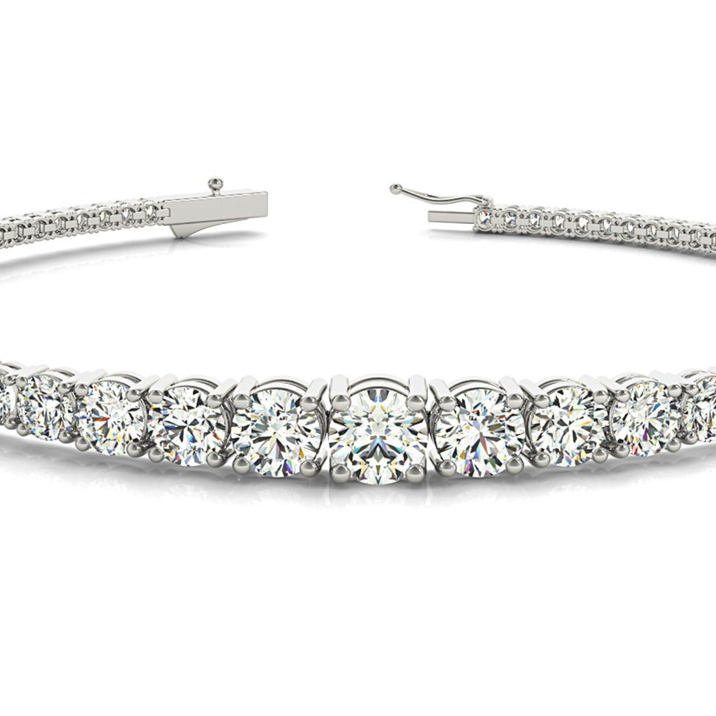 Graduated 2.87 ctw Round Diamond Tennis Bracelet Four Prong Set-VIRABYANI