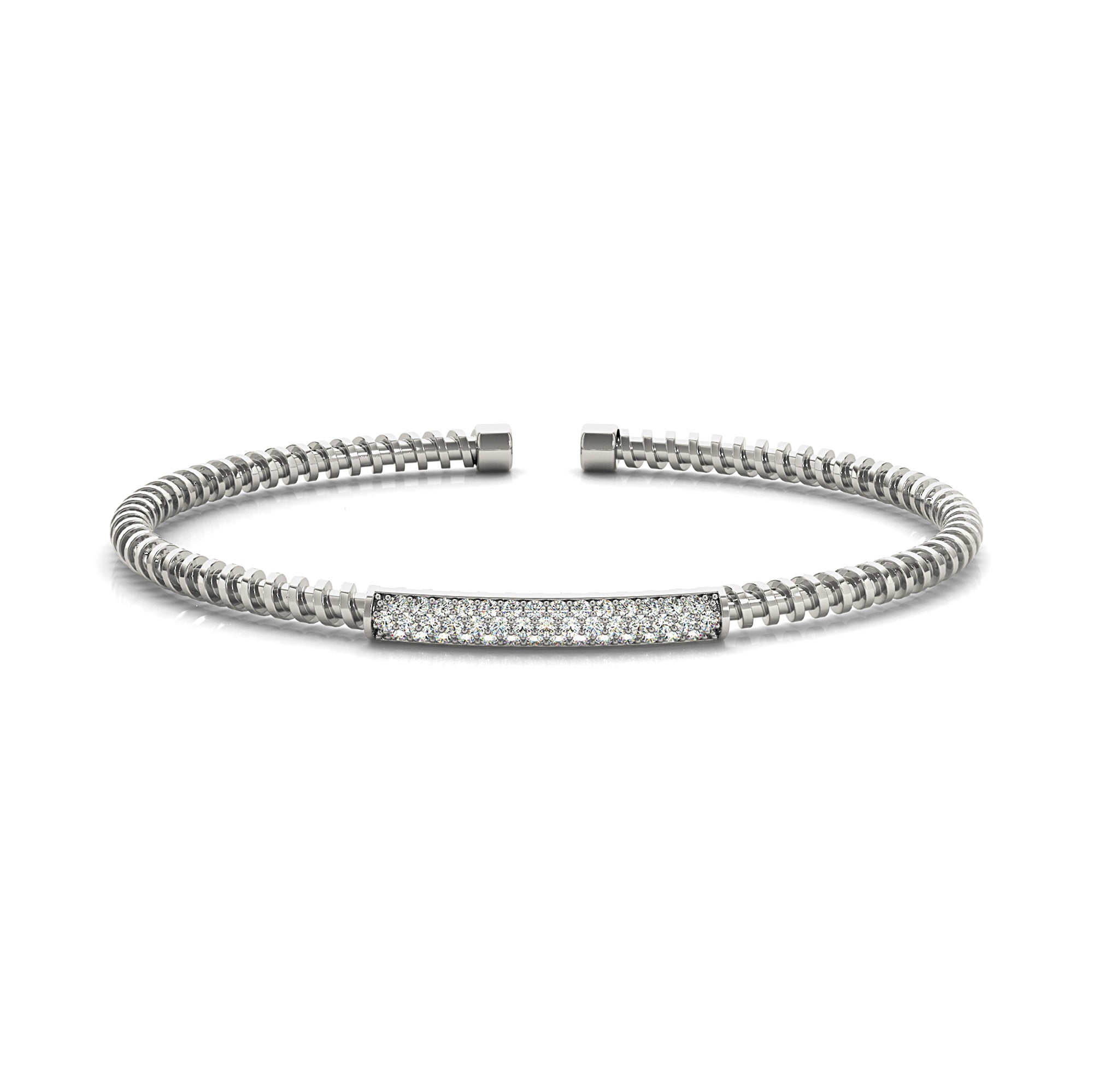 Screw Design 0.50 ctw Round Diamond Cuff Bangle Bracelet-VIRABYANI