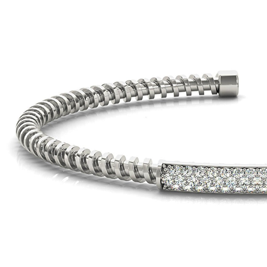 Screw Design 0.50 ctw Round Diamond Cuff Bangle Bracelet-VIRABYANI