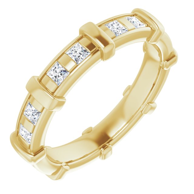 0.96 ct. Bar Set Princess Diamond Eternity Band-in 14K/18K White, Yellow, Rose Gold and Platinum - Christmas Jewelry Gift -VIRABYANI