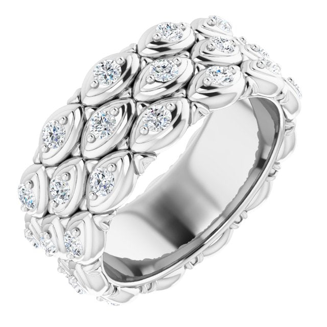 1.08 ct. Round Diamond Eternity Band Triple Row Diamond Ring-VIRABYANI