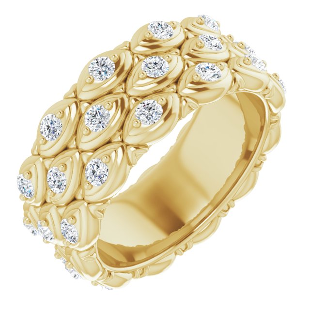 1.08 ct. Round Diamond Eternity Band Triple Row Diamond Ring-VIRABYANI