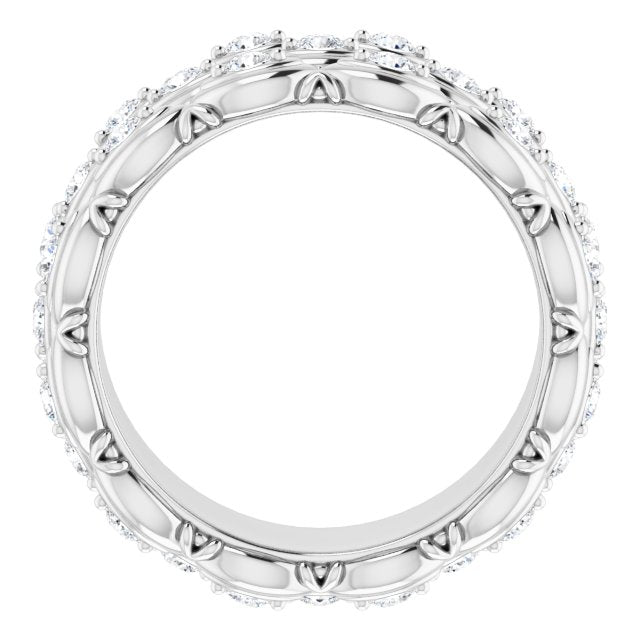 1.08 ct. Round Diamond Eternity Band Triple Row Diamond Ring-VIRABYANI