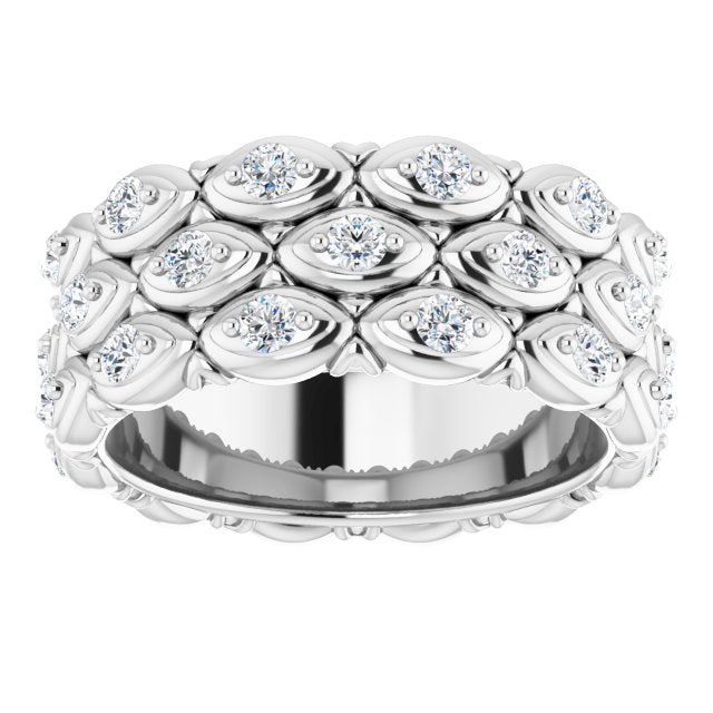 1.08 ct. Round Diamond Eternity Band Triple Row Diamond Ring-VIRABYANI