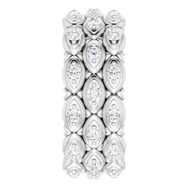 1.08 ct. Round Diamond Eternity Band Triple Row Diamond Ring-VIRABYANI